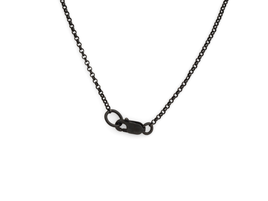 Oxidised silver lining necklace with one gold detail.