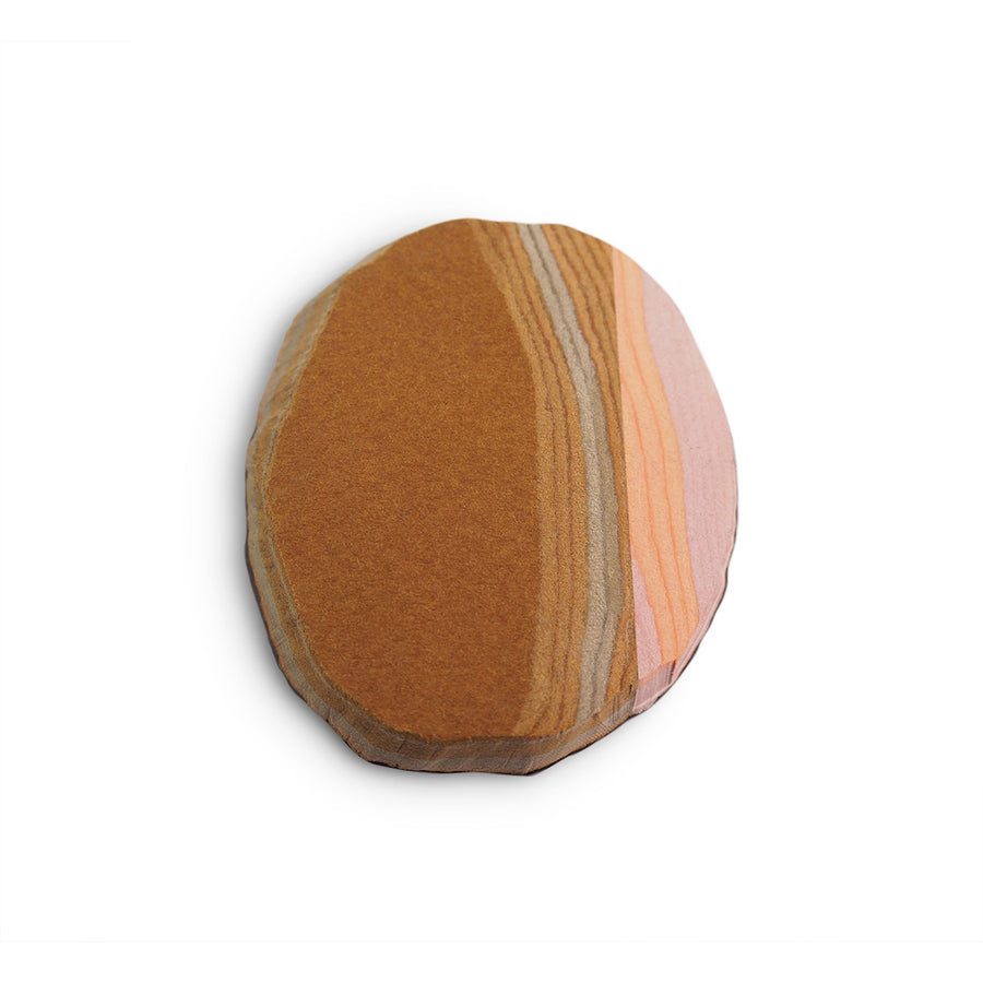 Layered paper brooch. Brown, peach, pink