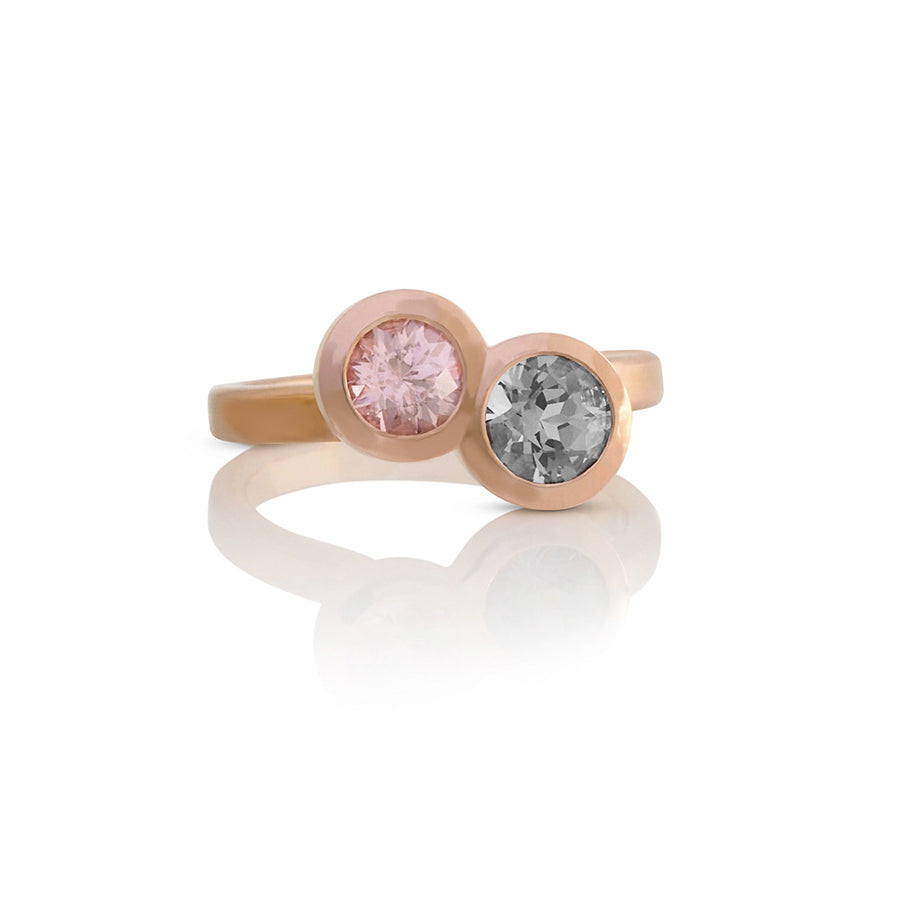 Double Happiness - pink sapphire & grey spinel