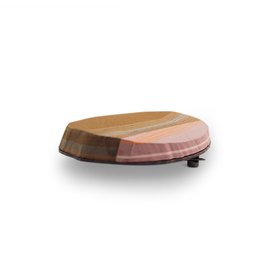 Layered paper brooch. Brown, peach, pink