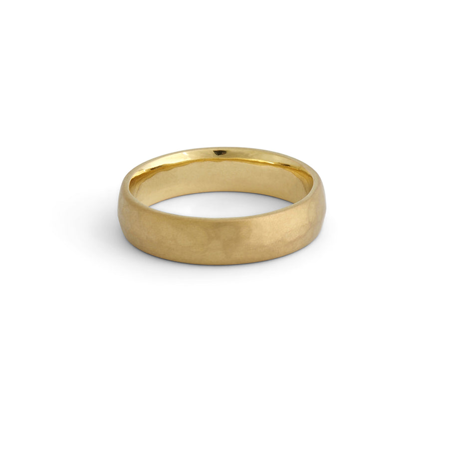 Hammer textured gold ring
