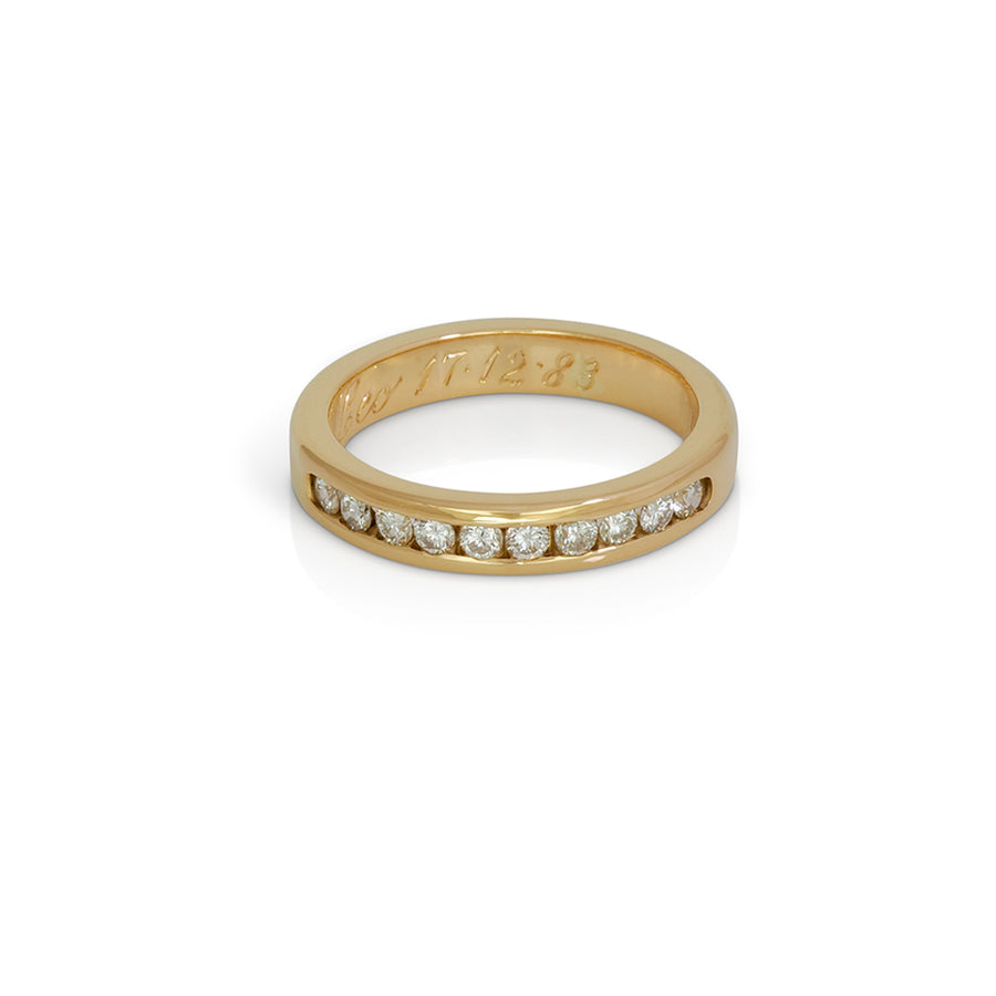 18ct yellow gold channel diamond ring
