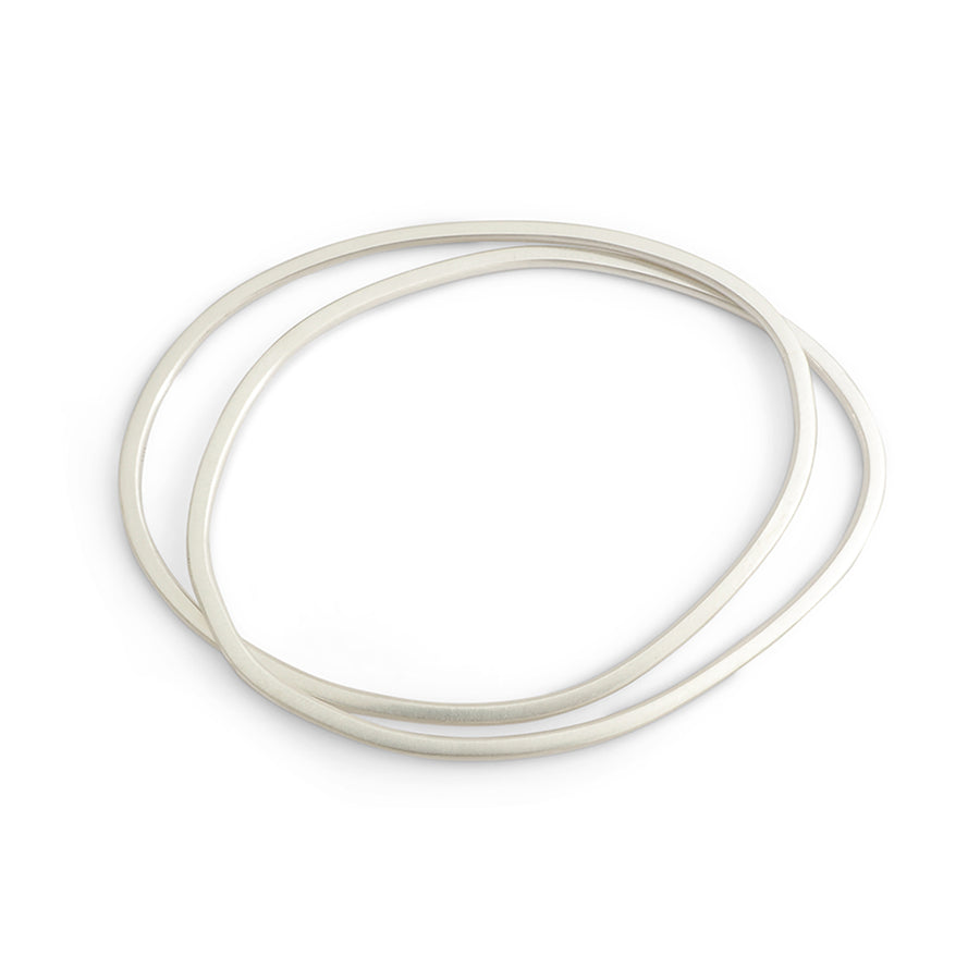 Silver lining double link bangle