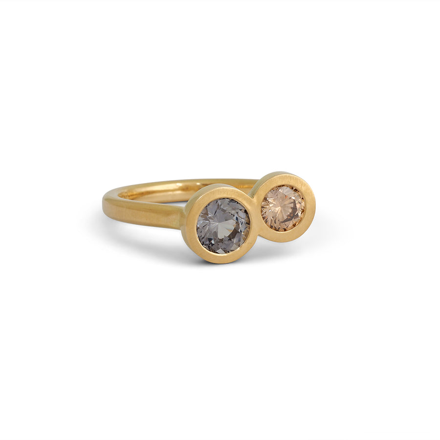Double Happiness - Champagne diamond & grey spinel
