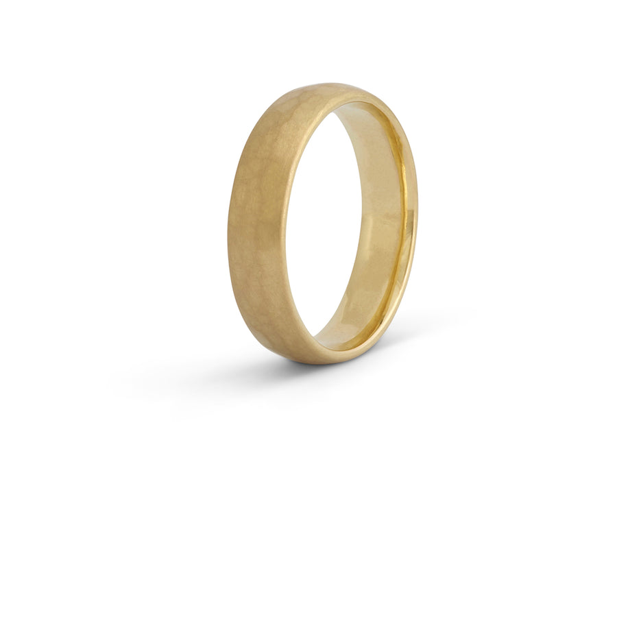 Hammer textured gold ring