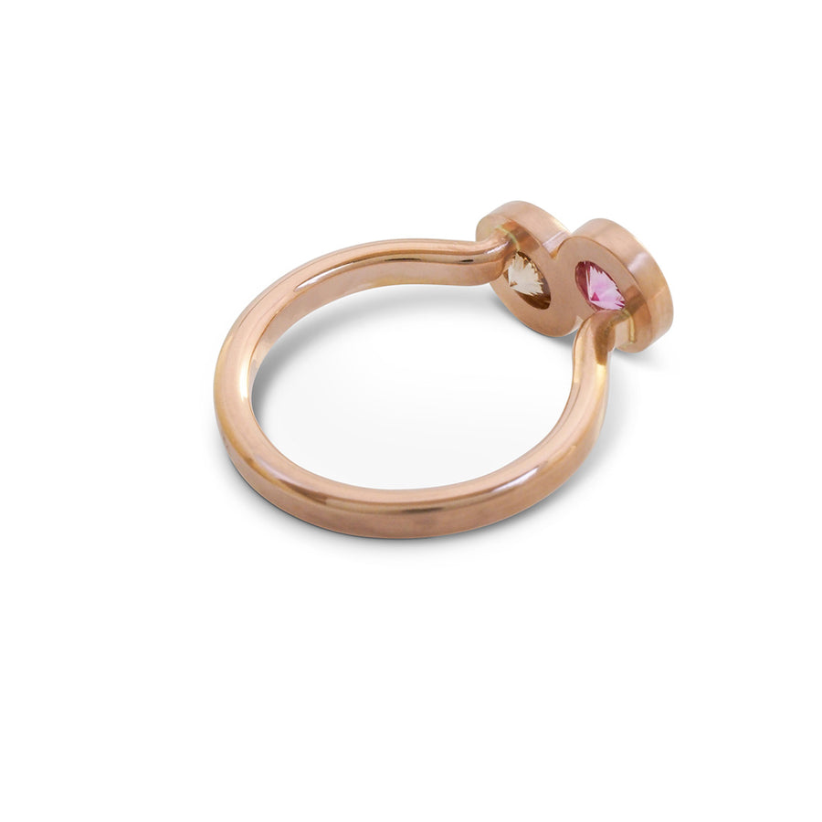 Double Happiness - champagne diamond & pink sapphire