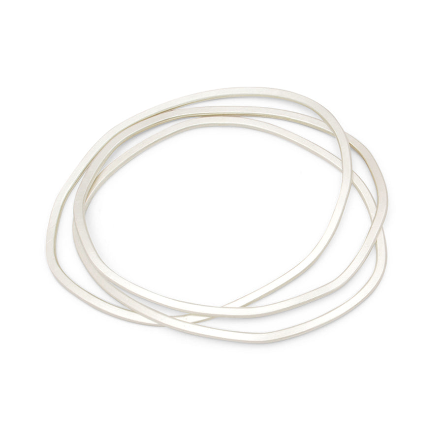 Silver lining three link bangle