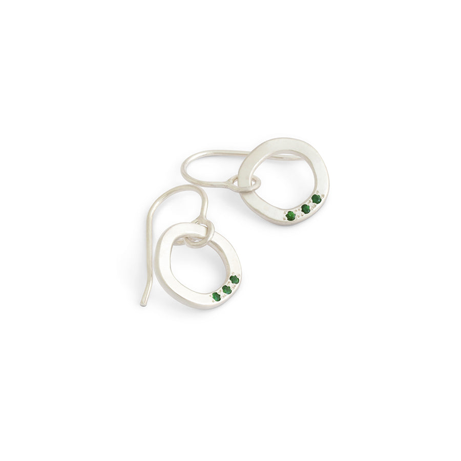 Halo green tsavorite garnet hook earrings